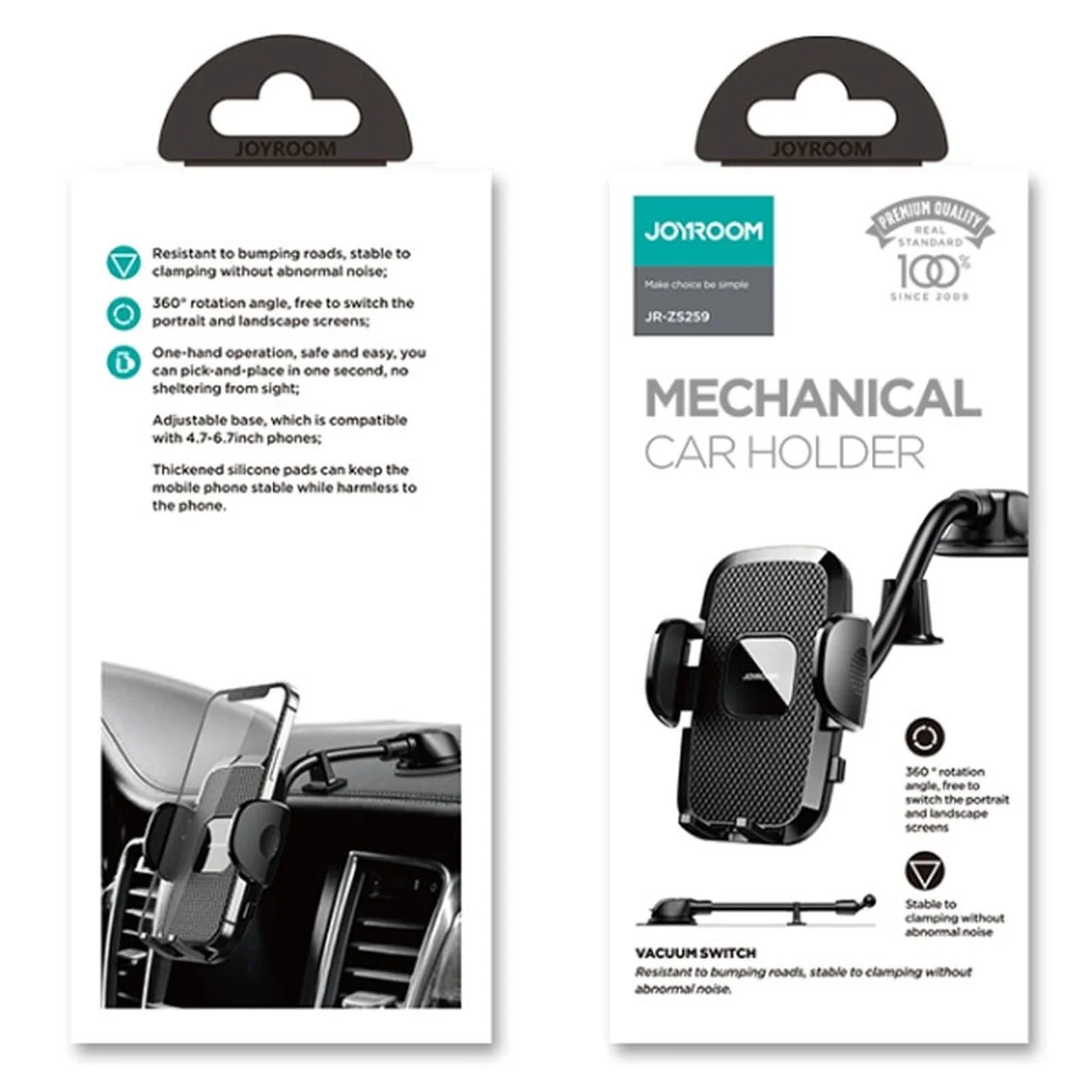 Автоутримувач Joyroom JR-ZS259 розсувний (вакуумна присоска) Чорний