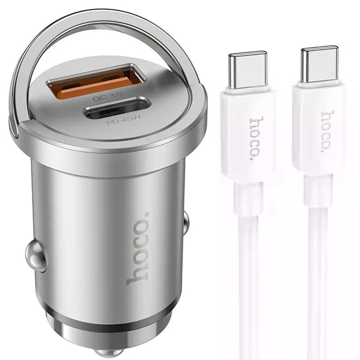 АЗУ Hoco NZ10 Handy PD45W+QC3.0 + Type-C to Type-C Silver