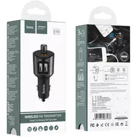 АЗУ FM модулятор Hoco E19  (2USB 2.4А) Черный / Серый