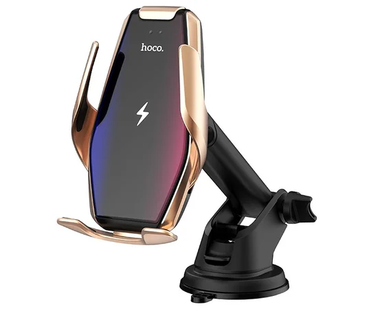 Автодержатель с БЗУ Hoco S14 Золотой