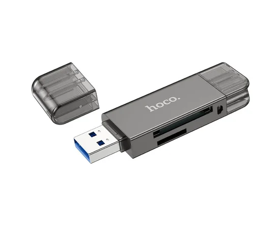 Картридер Hoco HB39 USB/Type-C 3.0 high-speed card reader Metal gray