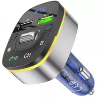 АЗУ FM модулятор Hoco E71 Crystal transparent QC3.0 Dark blue