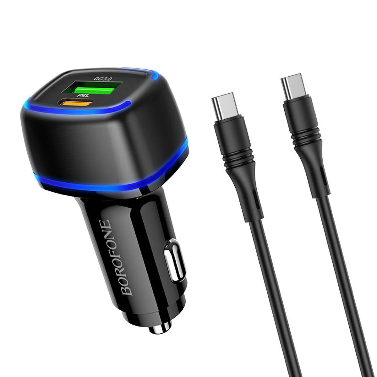 АЗУ Borofone BZ14A PD20W+QC3.0 (1Type-C/1USB/3A) + Type-C to Type-C Чорний