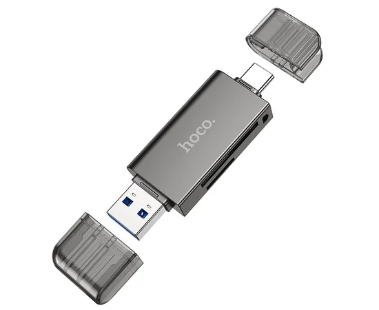 Картридер Hoco HB39 USB/Type-C 3.0 high-speed card reader Metal gray