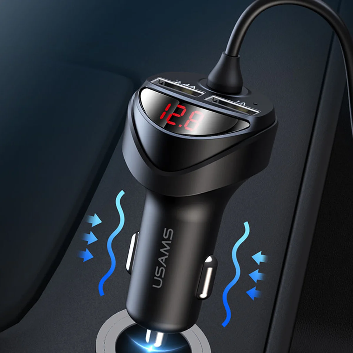 АЗУ Usams US-CC119 C22 (2USB/3.4A) + 3in1 combo кабель Черный