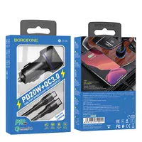 АЗУ Borofone BZ14A PD20W+QC3.0 (1Type-C/1USB/3A) + Type-C to Lightning Черный