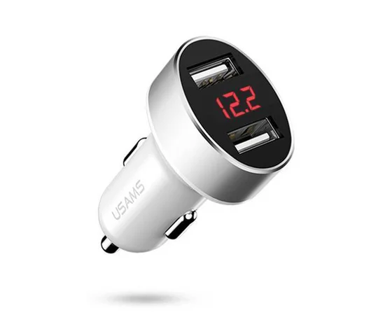 АЗУ USAMS US-CC045 с LCD дисплеем (2USB 2.1A) Белый