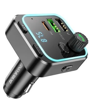 АЗУ FM модулятор Borofone BC53 Highway PD20W+QC3.0 Black