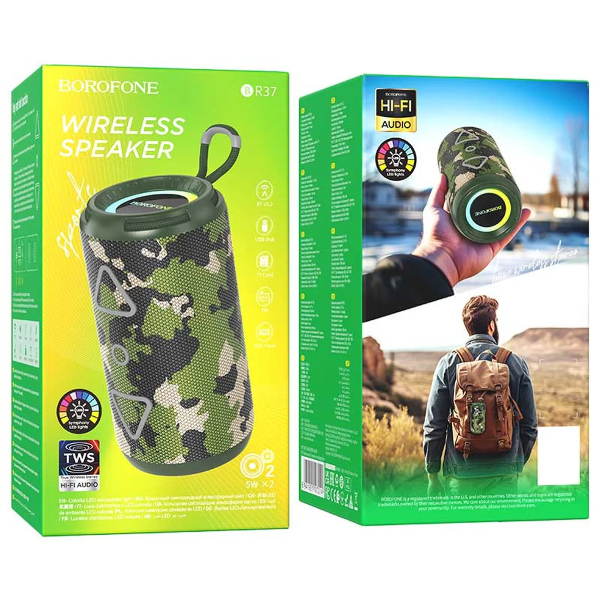 Bluetooth Колонка Borofone BR37 Noble sports Camouflage Green