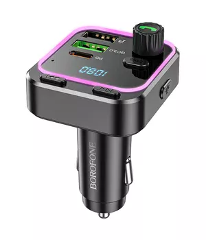 АЗУ FM модулятор Borofone BC53 Highway PD20W+QC3.0 Black