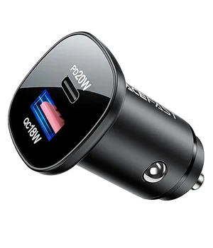 АЗУ Acefast B1 mini 38W (USB-C+USB-A) dual-port metal car charger Black