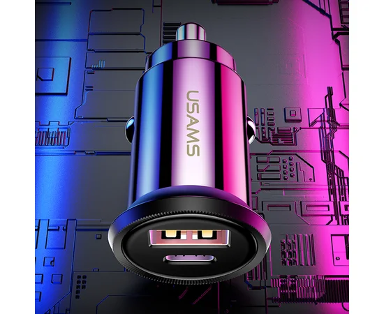 АЗП USAMS US-CC086 C12 QC4.0 + PD3.0 Fast Charging Car Charger Чорний