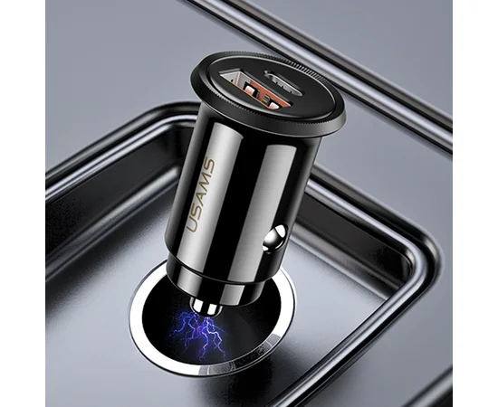 АЗП USAMS US-CC086 C12 QC4.0 + PD3.0 Fast Charging Car Charger Чорний