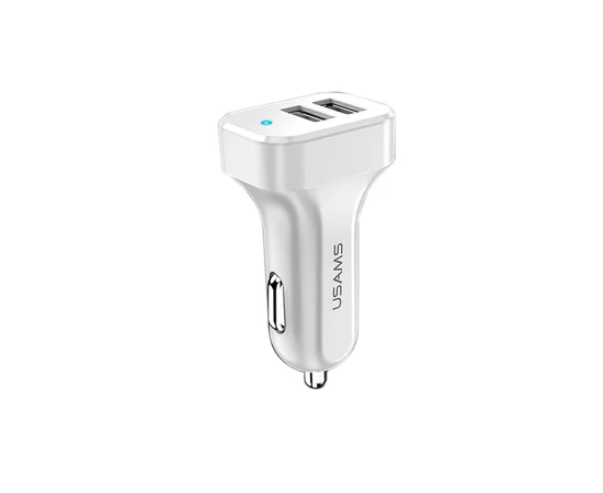АЗП USAMS US-CC087 C13 2.1A Dual USB Car Charger Білий