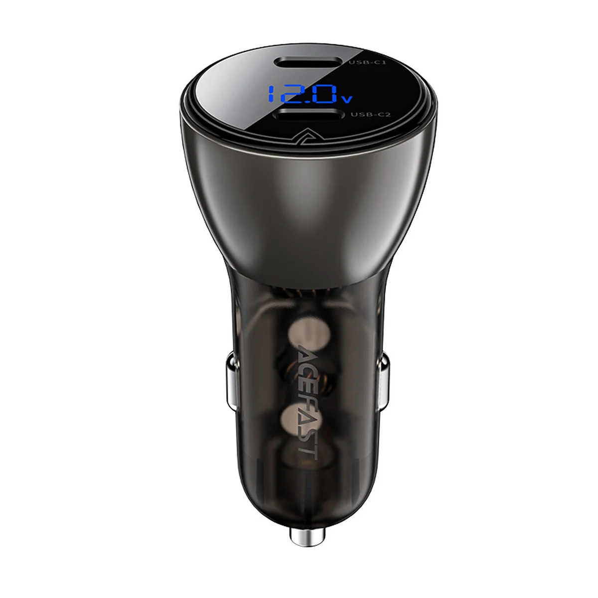 АЗУ Acefast B10 metal car charger 60W (USB-C+USB-C) with digital display Black
