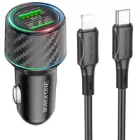 АЗУ Borofone BZ21 Brilliant 48W PD30W+QC3.0 (1Type-C/1USB) + Type-C to Lightning Black