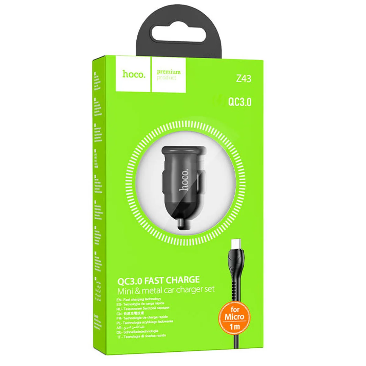 АЗУ Hoco Z43 QC3.0 (1USB/18W) + MicroUSB Черный