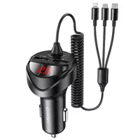 АЗП Usams US-CC119 C22 (2USB / 3.4A) + 3in1 combo кабель Чорний