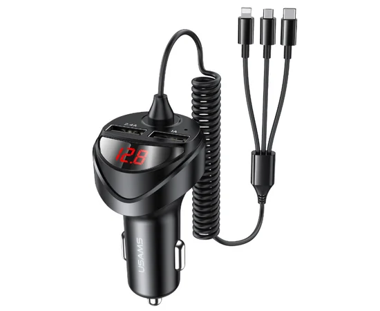 АЗУ Usams US-CC119 C22 (2USB/3.4A) + 3in1 combo кабель Черный