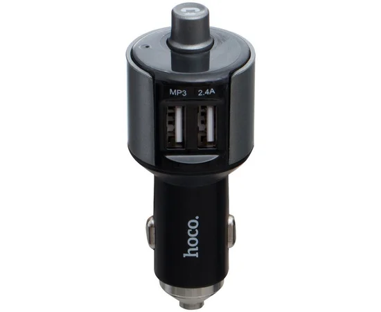 АЗУ FM модулятор Hoco E19 (2USB 2.4А) Чорний / Сірий