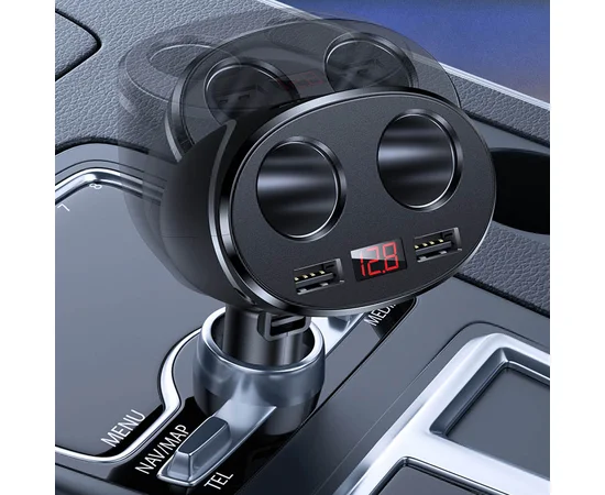 АЗП Usams US-CC099 C16 96W Dual USB Digital Display Чорний