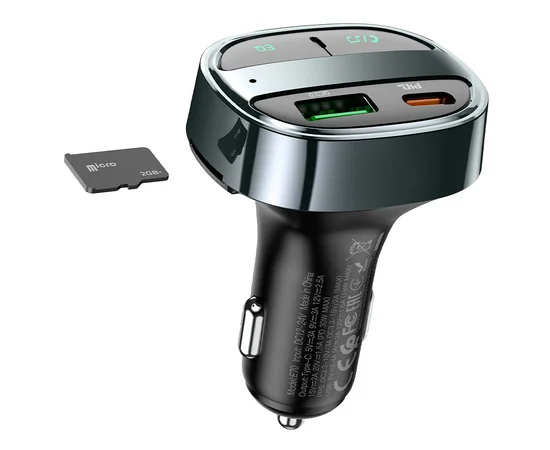 АЗУ FM модулятор HOCO E70 PD30W+QC3.0 Черный