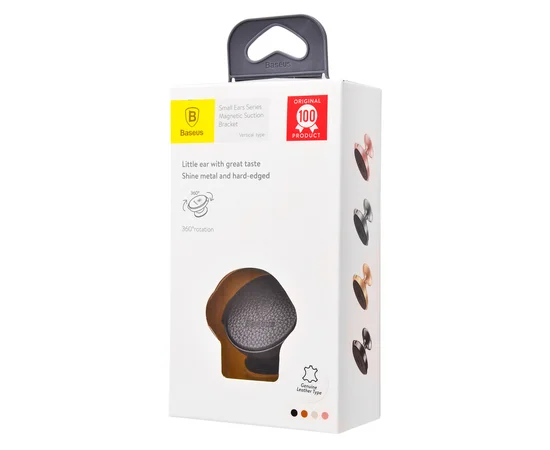Автодержатель Baseus Small Ears Series Vertical Magnetic Bracket Leather Type Черный