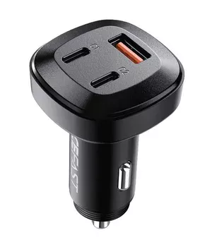 АЗУ Acefast B3 66W(USB-C+USB-C+USB-A) three-port metal car charger Black