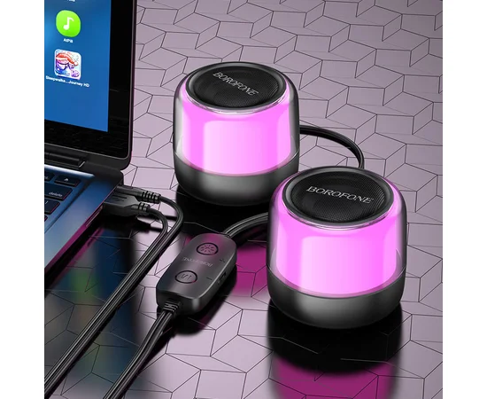 Bluetooth колонка Borofone BP12 Colorful BT wired 2-in-1 computer speaker Black
