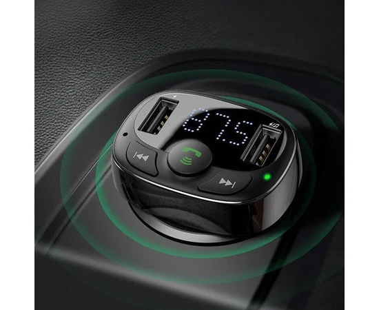 АЗУ Baseus Bluetooth FM Launcher Standart Edition 2.4A 2USB Черный