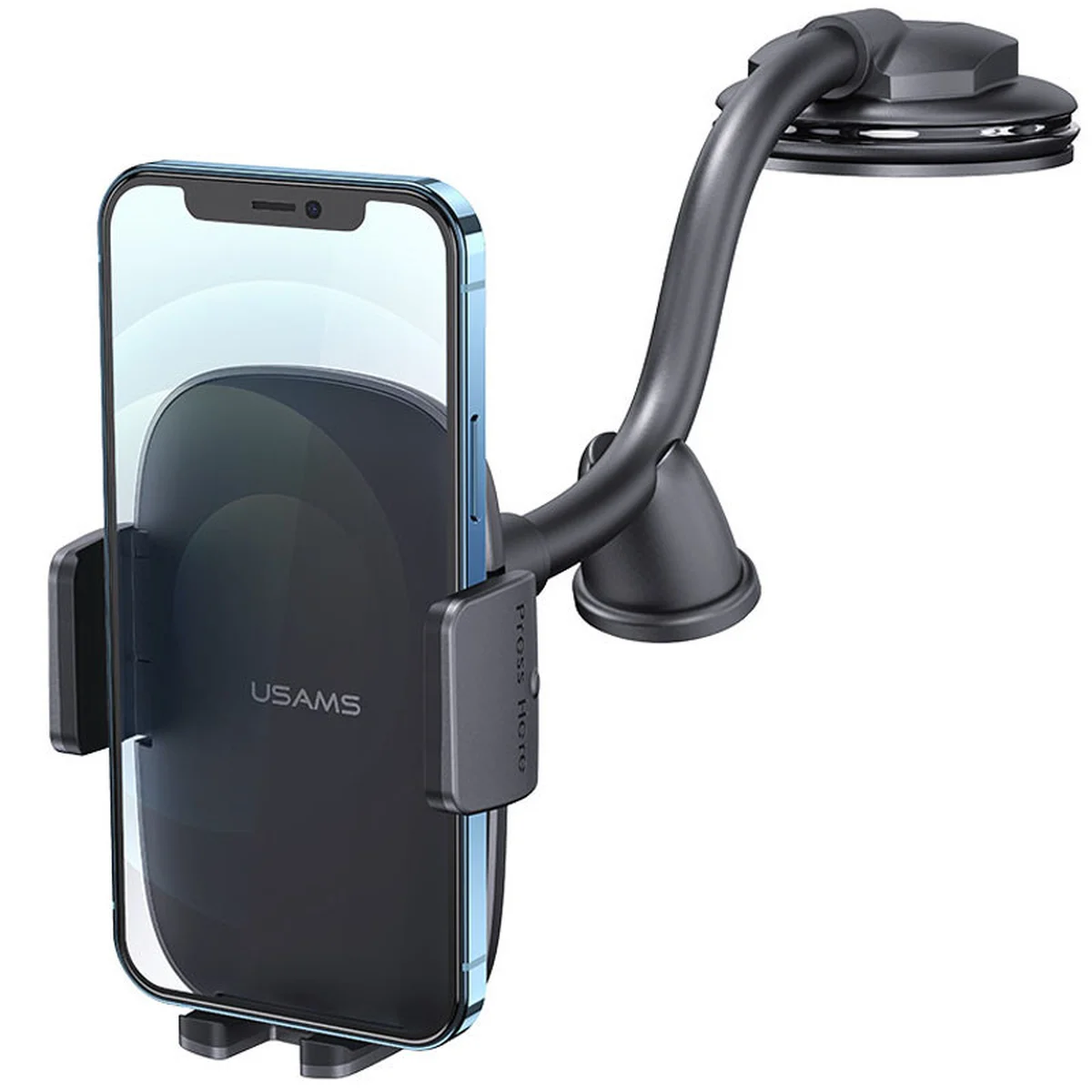 Автодержатель Usams US-ZJ065 Car Center Console Retractable Phone Holder (Adjustable Gooseneck) Black