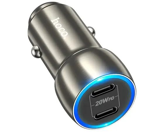 АЗУ Hoco Z48 Tough 40W (2Type-C) + Type-C to Type-C Metal gray