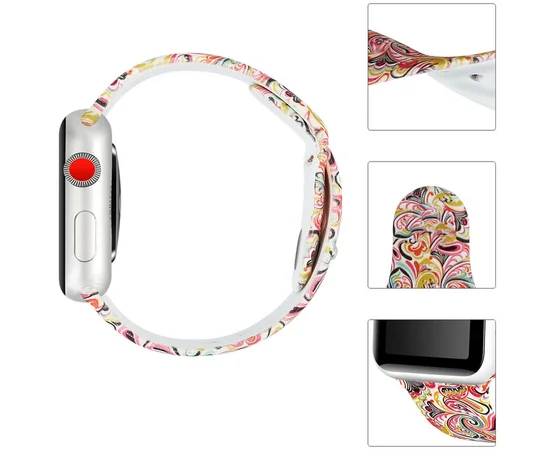 Силиконовый ремешок с рисунком&nbsp;для Apple watch 42mm / 44mm Разноцветный узор