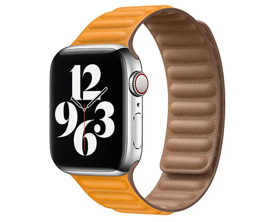 Кожаный ремешок Leather Link для Apple watch 42mm/44mm Коричневый / California Poppy