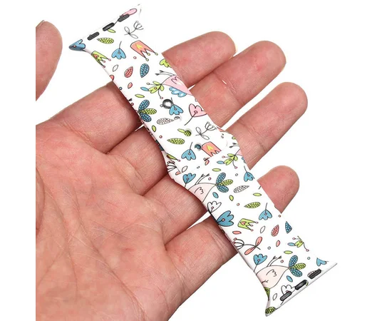 Силиконовый ремешок с рисунком&nbsp;для Apple watch 38mm / 40mm Белый / Птички