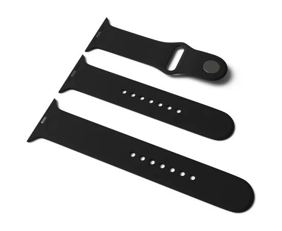 Силіконовий ремінець для Apple Watch Sport Band 38/40 (S / M & M / L) 3pcs Чорний / Black