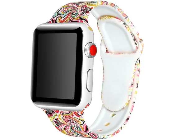 Силиконовый ремешок с рисунком&nbsp;для Apple watch 42mm / 44mm Разноцветный узор