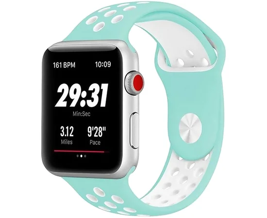 Силиконовый ремешок Sport Nike+ для Apple watch 42mm / 44mm Spearmint / Stone