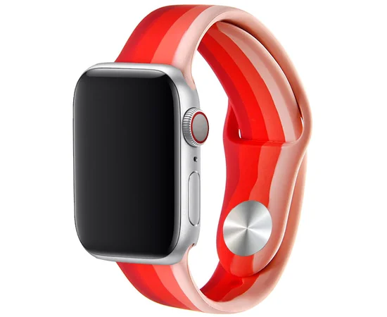 Силиконовый ремешок Rainbow для Apple watch 38mm / 40mm Бежевый / Красный
