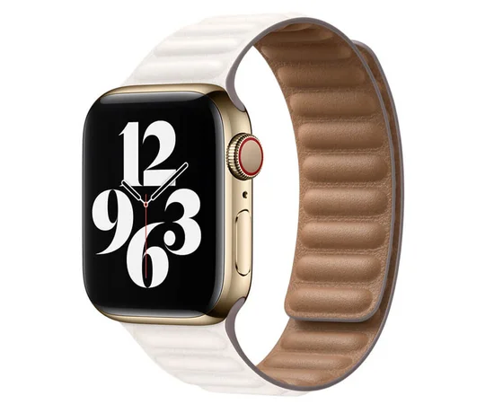 Кожаный ремешок Leather Link для Apple watch 42mm/44mm Белый / Chalk