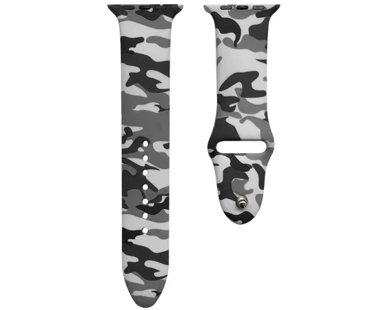 Силиконовый ремешок с рисунком&nbsp;для Apple watch 42mm / 44mm Серый / Камуфляж