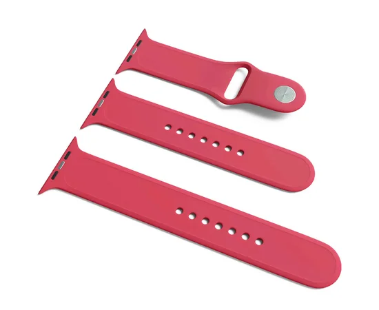 Силіконовий ремінець для Apple Watch Sport Band 42/44 (S / M & M / L) 3pcs Малиновий / Pomegranate