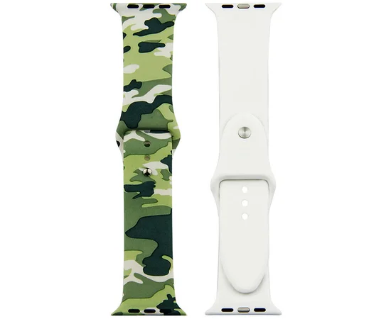 Силиконовый ремешок с рисунком&nbsp;для Apple watch 38mm / 40mm Зеленый / Камуфляж