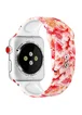 Силиконовый ремешок с рисунком&nbsp;для Apple watch 38mm / 40mm Белый / Розовые цветы