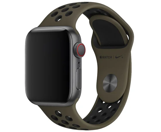 Силиконовый ремешок Sport Nike+ для Apple watch 42mm / 44mm Olive / Black