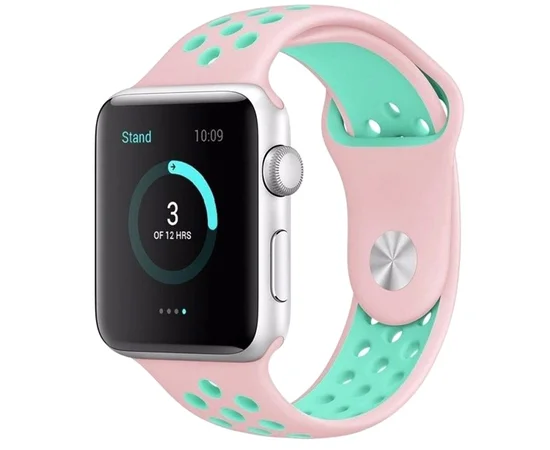 Силиконовый ремешок Sport Nike+ для Apple watch 42mm / 44mm Pink / Marine Green