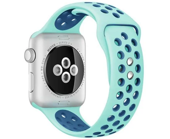 Силиконовый ремешок Sport Nike+ для Apple watch 38mm / 40mm marine green/ blue