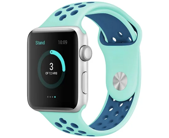 Силиконовый ремешок Sport Nike+ для Apple watch 42mm / 44mm marine green/ blue
