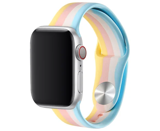 Силиконовый ремешок Rainbow для Apple watch 38mm / 40mm Желтый / Голубой