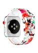 Силиконовый ремешок с рисунком&nbsp;для Apple watch 42mm / 44mm Белый / Цветы и листья